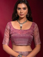 Dusty Pink Linen Silk Digital Print Saree